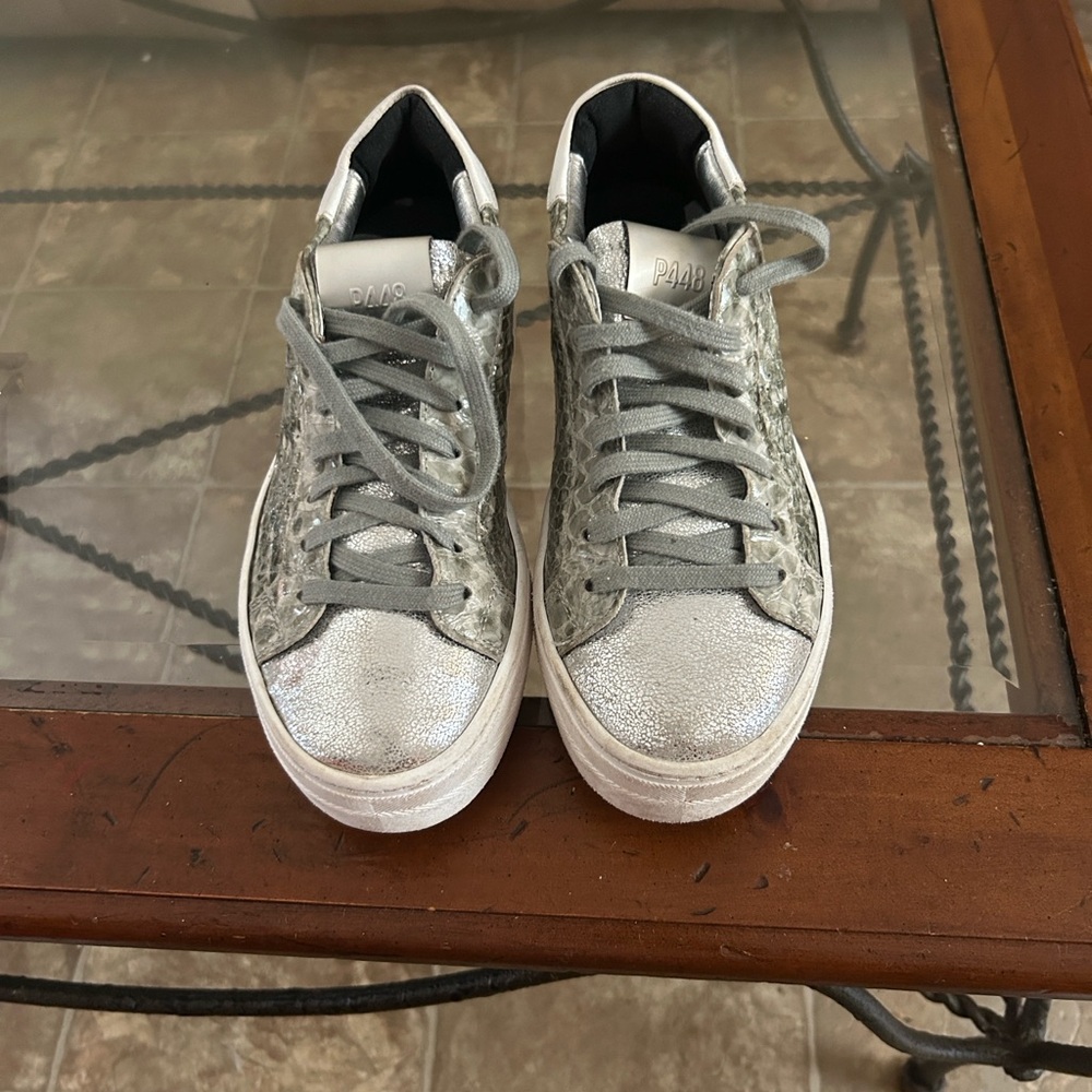 P448 Silver Athletic Shoes